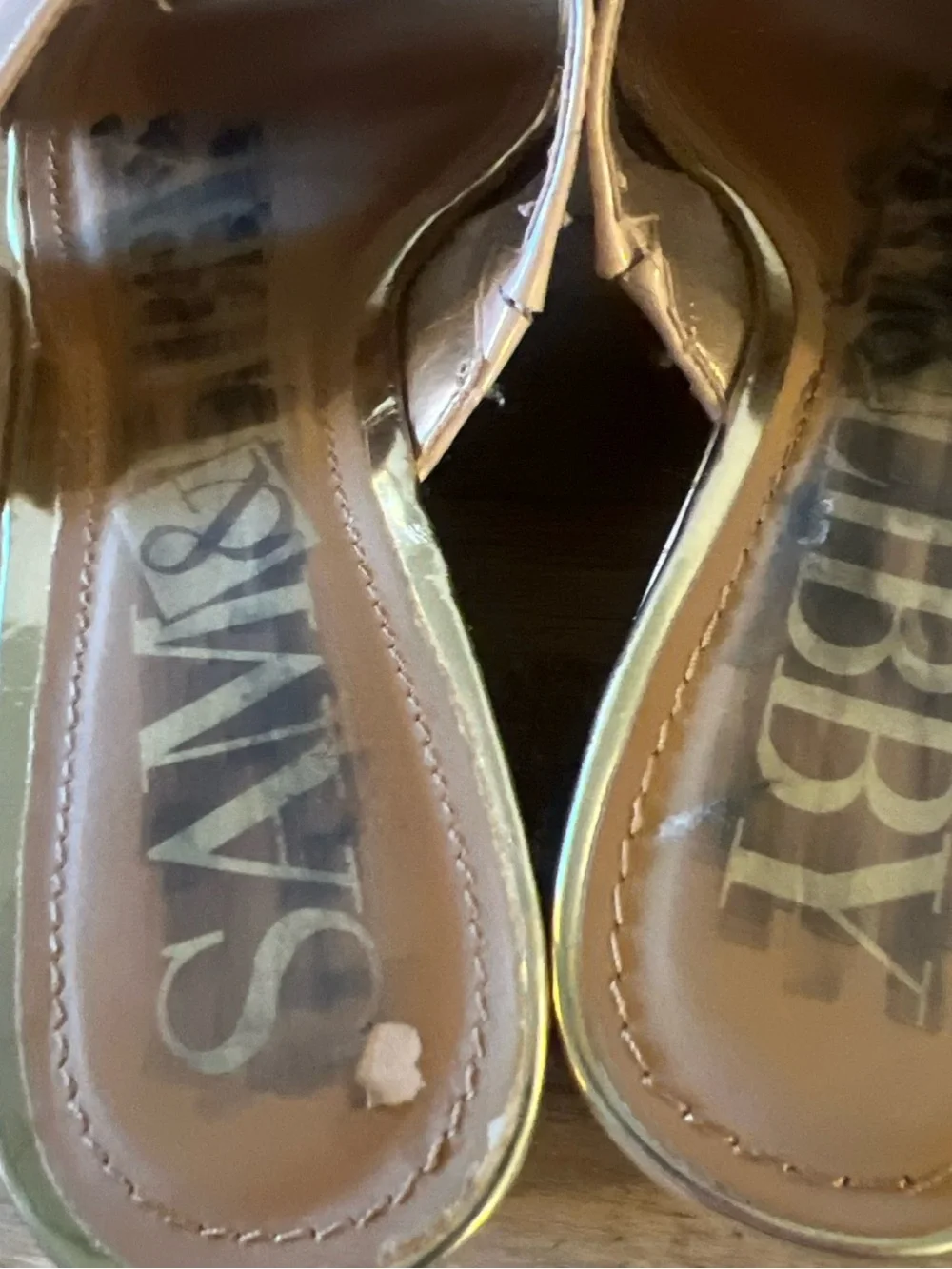 Sam & Libby Blush Patent Cross-Band Wedge Sandals